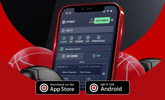 Optibet mobilā lietotne Android un iOS 