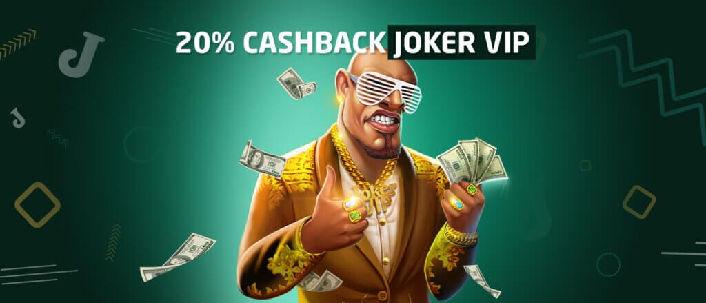 spēlē jebkurus spēļu automātus un saņem 20% naudas atmaksu Joker.lv