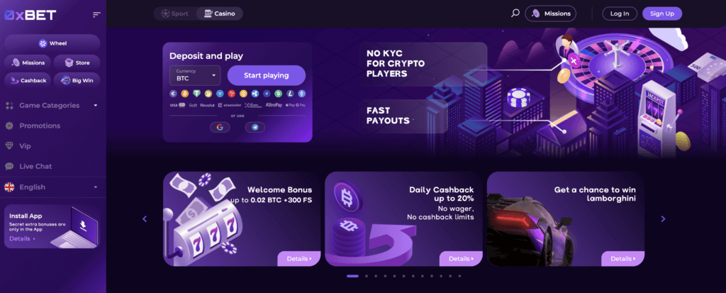 0xbet online casino app