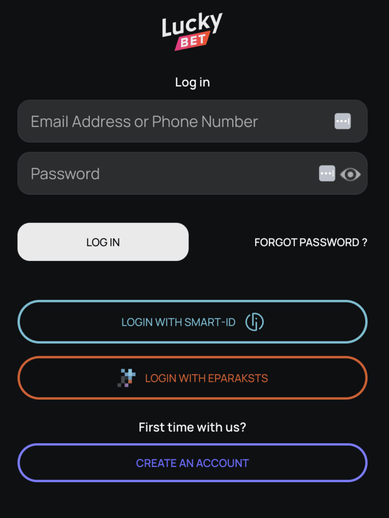 Lucky Bet ieeja kontā Login